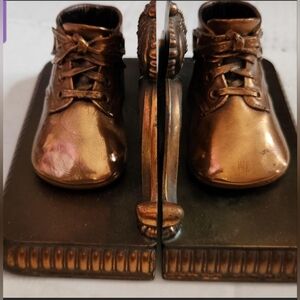 Vintage Bronze Baby Shoe Bookends